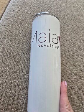 Maia Novelties white skinny tumbler NIB